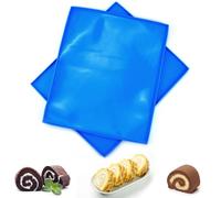 DTYGUIXE Bandeja de Silicona para el Horno, 2 Piezas Tapetes de Slicona para Rollo Suizo Alfombrilla de Silicona para Hornear Antiaherente para Hacer Tartas Pasteles Pizzas Galletas, Azul
