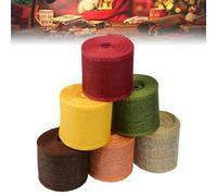 DTYGUIXE Cinta para Árbol de Navidad, 6 Rollos de Cinta de Navidad Ancha de 6 cm x 5 m Cinta de Arpillera Roja Amarilla Naranja Verde Marrón Cinta para Envolver Regalo Flores Corona