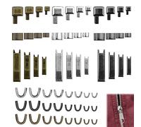 DTYGUIXE Kit para Reparar Cremalleras Topes de Cremalleras Piezas para Arreglar Cremallera de 4 Tamaños y 3 Colores Reparador de Cremalleras para Arreglar Bolso Mochila Abrigo Tienda Campaña