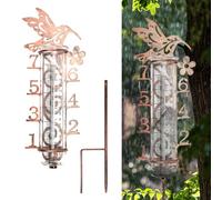 DTYGUIXE Pulviómetro de Jardín, Pluviómetro Decorativo en Diseño de Colibrí Pluviómetro de Cristal Profesional con Escala de 17 cm Pluviómetro Exterior para Medir La Cantidad de Lluvia Caída