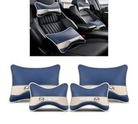 DTZHANGZE 2 Piezas Cojín de Soporte Lumbar para Coche y Reposacabezas Kit de Almohada para Cuello para Mazda 3 Fastback 2003-2022 2023 2024 2025, Espuma Memoria Aliviar el Dolor,2 x Pairs-Blue+Beige