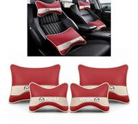 DTZHANGZE 2 Piezas Cojín de Soporte Lumbar para Coche y Reposacabezas Kit de Almohada para Cuello para Mazda 3 Fastback 2003-2022 2023 2024 2025, Espuma Memoria Aliviar el Dolor,2 x Pairs-Red+Beige