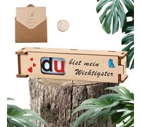 Du Bist mein wichtigster - Chocolaoriegel Geschenkbox Set aus Holz mit Grußkarte & Umschlag (Ohne Duplo) - Geschenke für Mutter Vater BFF, Freundin Beste Freundin