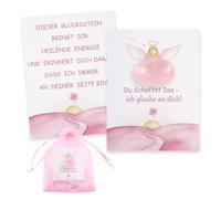 Du Schaffst Das Geschenk Glücksstein mit Karte, Mutmacher Geschenke Mutwercher, Mutsteine für Kinder, kleine Mut Makcher Geschenke bei Krankheit, Glücksbringer für Op,Prüfung, Operation (rosa)