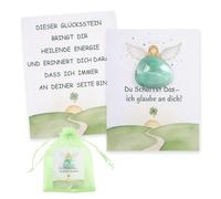 Du Schaffst Das Geschenk Glücksstein mit Karte, Mutmacher Geschenke Mutwercher, Mutsteine für Kinder, kleine Mut Makcher Geschenke bei Krankheit, Glücksbringer für Op,Prüfung, Operation (grün)