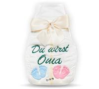 Du wirst Oma, Tanjo bestickte Windel, creme, Schwangerschaft verkünden Großeltern, Schwangerschaft verkünden Oma, du wirst Großmutter Geschenk zum Geburt