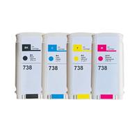 DUAEANXI Cartucho de Tinta pigmentada de 130 ml 498N8A 676M6A 676M7A 676M8A for impresoras HP738 Desi-njet T850 T950(1SET(KCMY))