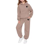 duaicnvow Conjunto de 2 Piezas Chándal Con Capucha Patrones de Amor para Niños y Niñas,Color Sólido Sudadera Con Capucha y Pantalones Jogging Pies Atados Conjunto Niñas, Ropa Deportiva Para Primavera