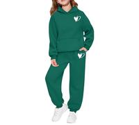 duaicnvow Conjunto de 2 Piezas Chándal Con Capucha Patrones de Amor para Niños y Niñas,Color Sólido Sudadera Con Capucha y Pantalones Jogging Pies Atados Conjunto Niñas, Ropa Deportiva Para Primavera