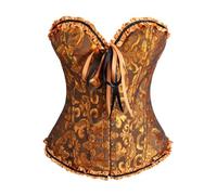 duaicnvow Corsé top bustier, lencería moldeadora con cintura de encaje, corsé vasco, talla grande, dorado, 4XL
