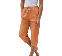 duaicnvow Pantalones de lino de pierna recta para mujer, ligeros, con cordón, holgados, pantalones de descanso delgados y anchos, de cintura alta, transpirables, estilo palazzoliso, holgados