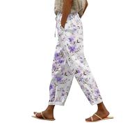 duaicnvow Pantalones de verano de pierna ancha para mujer, ligeros, con cordón, holgados, pantalones de descanso para mujer, pantalones de verano con bolsillos, pantalones capri de ajuste holgado