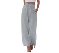 duaicnvow Pantalones de verano de pierna ancha para mujer, pantalones de descanso rectos de pierna ancha, pantalones cortos de verano con cintura elástica con bolsillos para deportes, correr, gris