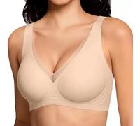 duaicnvow Sujetador sin Aros Mujer, Sujetador Reductor Push Up con Relleno Cómodo Sujetadores Invisible Mujer, Sin Costuras Escote V con Malla Transparente Tirantes Cómodo Bralette para Uso Diario