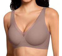 duaicnvow Sujetador sin Aros Mujer, Sujetador Reductor Push Up con Relleno Cómodo Sujetadores Invisible Mujer, Sin Costuras Escote V con Malla Transparente Tirantes Cómodo Bralette para Uso Diario