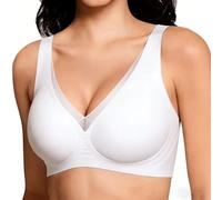 duaicnvow Sujetador sin Aros Mujer, Sujetador Reductor Push Up con Relleno Cómodo Sujetadores Invisible Mujer, Sin Costuras Escote V con Malla Transparente Tirantes Cómodo Bralette para Uso Diario