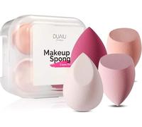 DUAIU - Juego de 4 esponjas de maquillaje para base, 4 colores, sin látex, esponjas de maquillaje con 1 estuche de esponjas para base líquida, protector solar y crema