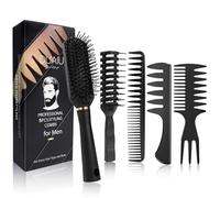 DUAIU Peine Hombre, 5pcs Cepillo Pelo, Peine Pelo Rizado, Resistente Al Calor Venteado Cepillo Pelo Rizado, Puas Anchas, Antitirones Para El Secado, Corte, Slick Volver, Desenredar, Peluquería