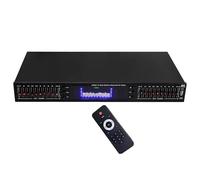Dual 10 Band Graphic Equalizer, Ecualizador De Audio Hifi Con Control Remoto, Pantalla LED Dinámica, Regulación De Agudos Y Bajos, Ecualizador Gráfico Estéreo Para Home Y Recording Studio black
