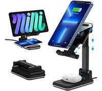 Dual 10W Wireless Charger, [Angle&Height Adjustable] Cell Phone Wireless Charging Stand, Qi-Certified Fast Wireless Charging Station Dock for iPhone 12/11/Pro/Max/X/XR/XS MAX/AirPods/Galaxy Samsung