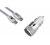 SUBBLIM - SUBCHG-5CPD10 cargador de dispositivo móvil Smartphone Plata Encendedor de cigarrillos, USB Carga rápida Auto