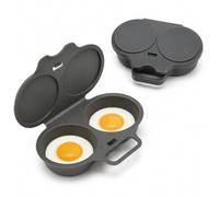 Dual Cavity Microwave Egg Poacher with Lid and Handle (2pcs Dark gray)