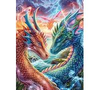 Dual Dragon Dans le Jardin Fleuri Puzzle 300 Piezas Cartón Grueso para Principiantes Mitos Cuento de Hadas Ejercicio Mental Relajante Ocio Creativo Casa Regalo Creativo 300 PCS
