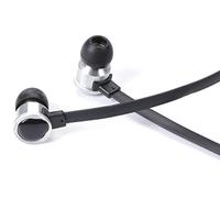 Dual Electronics Painted Tunes A1K - Auriculares de cable plano sin enredos con micrófono integrado y funda de transporte, color negro