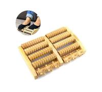 Dual Foot Massager - Wooden Massage Roller Compatible with Plantar Fasciitis, Stress, Heel And Arch Pain - Shiatsu Deep Tissue Therapy with Reflexolog