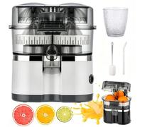 Dual-Head Automatic Citrus Juicer, 100W Citrus Juicer Electric, Built-In Cutter, Juice Press with 18000 RPM Motor for Oranges, Lemons, and Limes, Easy to Clean & Use (B)