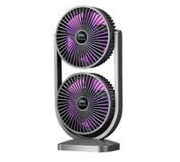 Dual-head Desktop Fan, Rechargeable, Adjustable, For Home And Outdoor Use