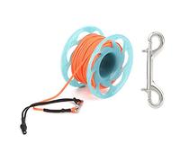 Dual Head Diving Buoy Reel | 30m High - Strength Poly Rope | Fluorescent Orange Spool for Scuba/Snorkeling | Non - Twist Copper Joint (Blue)