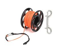Dual Head Diving Buoy Reel | 30m High - Strength Poly Rope | Fluorescent Orange Spool for Scuba/Snorkeling | Non - Twist Copper Joint (Black)