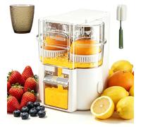 Dual-head Electric Juicer, Dual-head Electric Citrus Juicer, Automatic Duals-Heads Juicers Machine, Built-in Cutter, for Oranges, Lemons, and Limes, Portable and Efficient Juicing Machine (White)