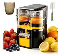 Dual-head Electric Juicer, Dual-head Electric Citrus Juicer, Automatic Duals-Heads Juicers Machine, Built-in Cutter, for Oranges, Lemons, and Limes, Portable and Efficient Juicing Machine (Black)