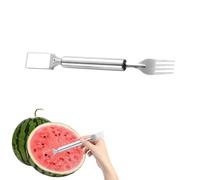Dual Head Stainless Fruit Cutter Melon Fork, 2-in-1 Watermelon Slicer & ForkPortable, Tool Easy Grip Handle for Home Party Camping (1 PCS)