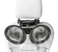 Dual-Head USB Powered Car Backseat Fan With 3 Speeds, Vehicle Rear Headrest 360° Degree Rotatable Car Seat Fan for Sedan SUV RV Pickup Truck Van Air Circulation