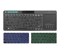 (Dual Mode) Rii RT518S Wireless and Bluetooth 2-LED Color Backlit Multimedia Keyboard with Multi-Touch Big Size Trackpad,Rechargable Keyboard for Android TV Box,PC,Tablets,Smart TV, HTPC, IPTV,Windows