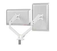 Dual Monitor Mount Stand Desk Universal Expandable Display Bracket For 17-32 Inch Screen Laptop Computer Desktop Holder Dual Arm(White)