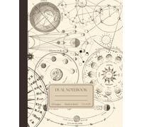 Dual Notebook: Blank and Lined Alternating 120 Pages Journal, 7.5 x 9.25", College Ruled Vintage Astronomy Illustration Sketchbook with Page Numbers, for School, Office, Work
