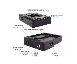 Dual NP-F550/750/970 NP-F Series Battery to V-Mount Lock Power Supply Converter Plate for Tilta Kit Monitors LED Light