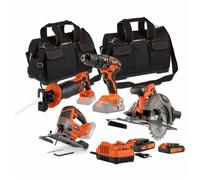 Dual Power DUA5400338128615 Pack 4 Herramientas 20V: Taladro/Atornillador, Sierras Caladora, Sable y Circular con 2 Baterías y Cargador