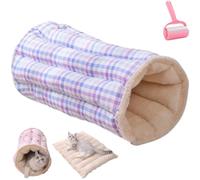 Dual-Purpose Fall Winter Pet Bed Mat,Multifunctional Soft Pet Tunnel Bed,Indoor Plush Warm Cats Enclosed Mats,Self Play Cat Hideaway Tent,Washable Cat Toy Nest (Purple, M:75 * 50cm/29.53 * 19.69in)