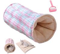 Dual-Purpose Fall Winter Pet Bed Mat,Multifunctional Soft Pet Tunnel Bed,Indoor Plush Warm Cats Enclosed Mats,Self Play Cat Hideaway Tent,Washable Cat Toy Nest (Green, M:75 * 50cm/29.53 * 19.69in)