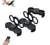 Dual-Ring Three-Finger Back Clip Holder, 360° Rotation & Foldable Cell Phone Kickstand Loop for Back of Mobile Support, All Magnetic Mounts 3-Finger Phone Grip Holder for Car (Black)