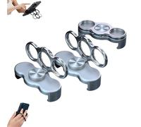 Dual-Ring Three-Finger Back Clip Holder, 360° Rotation & Foldable Cell Phone Kickstand Loop for Back of Mobile Support, All Magnetic Mounts 3-Finger Phone Grip Holder for Car (Silver)