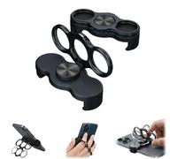 Dual-Ring Three-Finger Back Clip Holder,Multipurpose 360° Rotation Magnetic Foldable Phone Grip Stand,Phone Ring Three-Finger Kickstand Grip Holder for for Car,Desk,Office (Black)