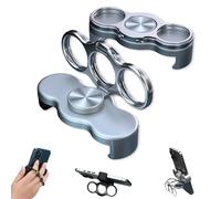Dual-Ring Three-Finger Back Clip Holder, New 360° Rotation Magnetic Foldable Ring Phone Holder Clip, for Back For Most Smartphones, for Car, Desk, Gym, Office (Silver)