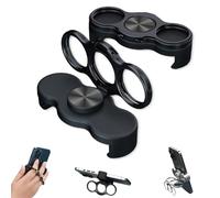 Dual-Ring Three-Finger Back Clip Holder, New 360° Rotation Magnetic Foldable Ring Phone Holder Clip, for Back For Most Smartphones, for Car, Desk, Gym, Office (Black)
