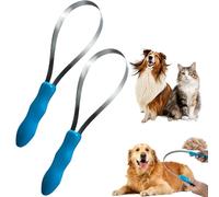 Dual Sided Shedding Blade for Cats Dogs, Dual-Sided Stainless Steel Grooming Tool, With Abs Grip Shedding Blade, Heavy Shedding Removes Loose Hair and Undercoat (A*2)